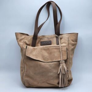 M.I.L.A. Suede Sand Tan Large Pocket Tassel Tote Bag